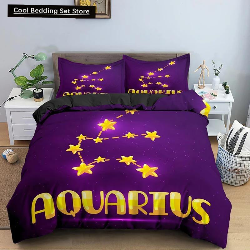Constellation King Queen Duvet Cover Astrological Bedding Set For Kids Teens Adults Psychedelic Tarot Astrology Soft Quilt Cover