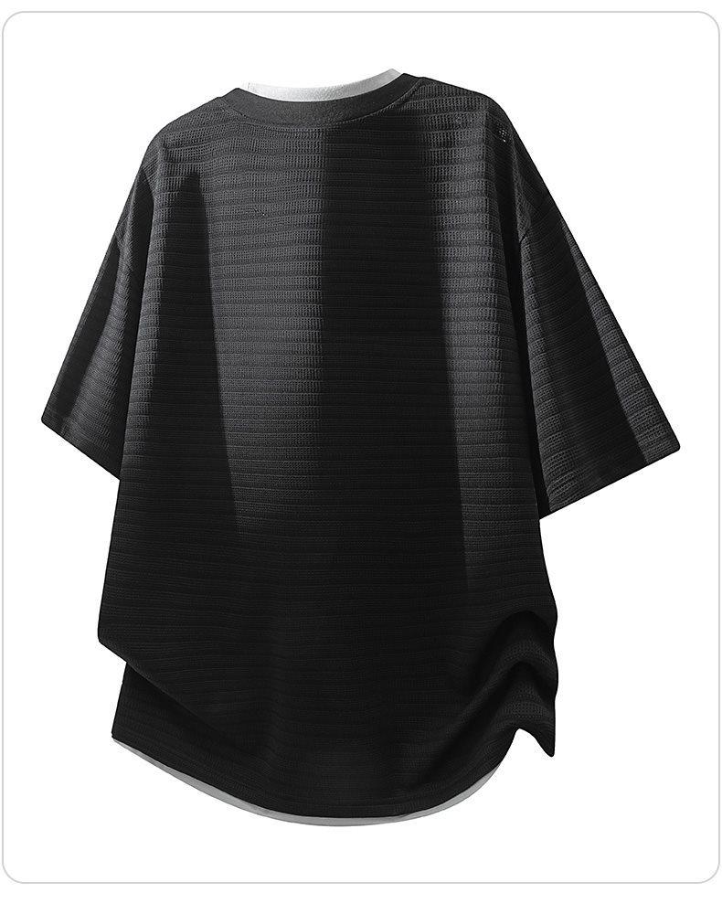 Men's American Style Faux Two-Piece Short Sleeve T-Shirt - 2026 Summer Collection, Loose and Versatile