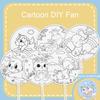 5/10pcs Mini Round Fan Paper Portable Cartoon Pattern DIY Graffiti Children Drawing Summer Household Daily Necessities TMZ