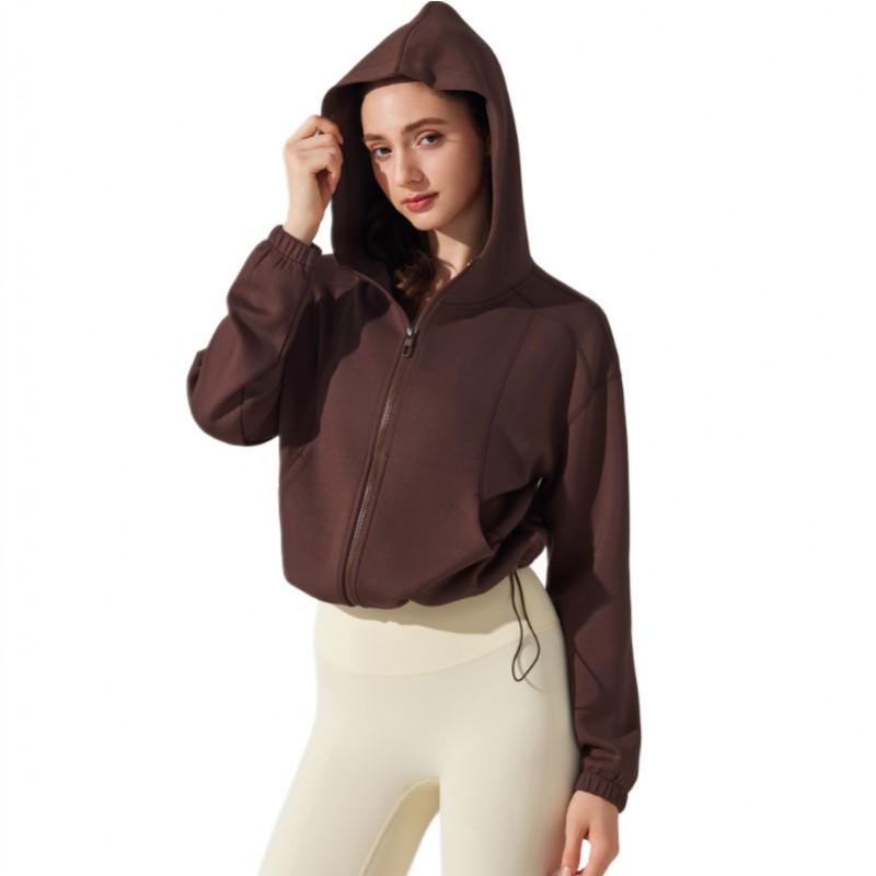 Womens Hooded Zip-Up Sweatshirt Loose Fit Warm Long Sleeve Casual Yoga Top Winter Running Gym