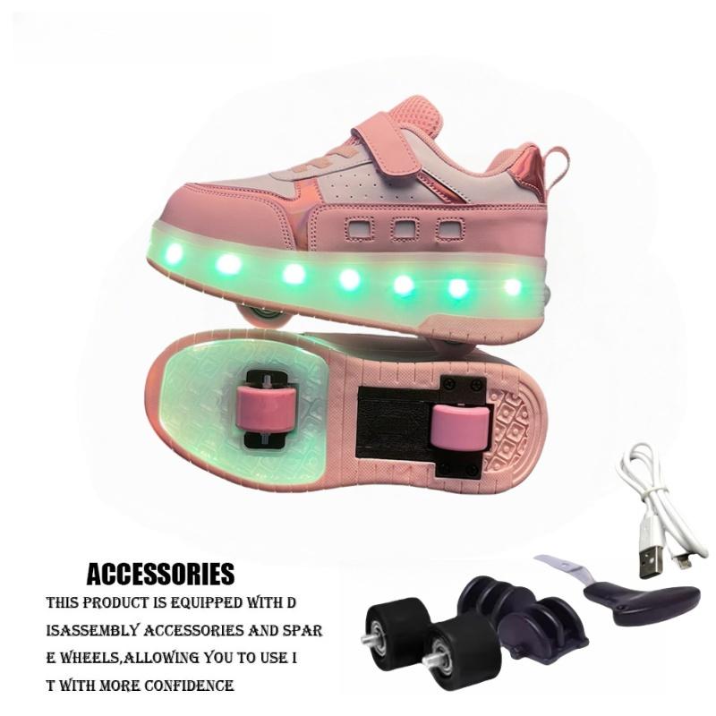 New 2025 Children's Sneakers Men's Girls Roller Skates Ice Skates Wheeled Walking Shoes Casual Footwear Kids Sneakers