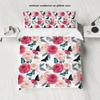 Copripiumino in piuma con stampa floreale rosa naturale, 3 pezzi (1 copripiumino+2 federe, senza imbottitura) set biancheria da letto