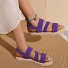 Summer Elastic Band Flat Sandals for Women Lightweight Casual Slip On Sandals Woman Comfortable Non Slip Beach Shoes Plus Size