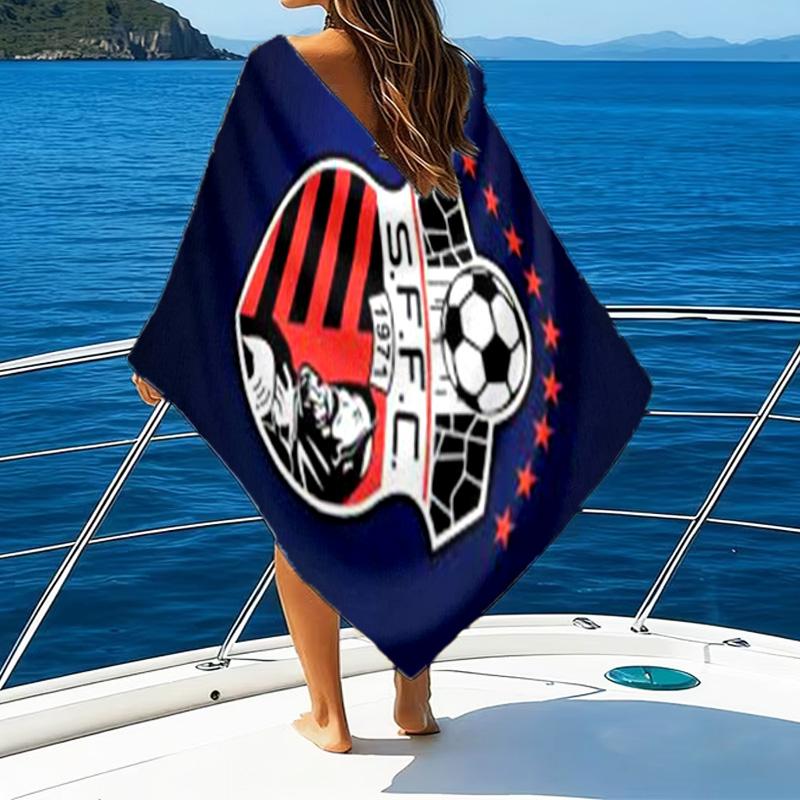 Soccer Team Crest Design Printed Beach Towel, Super Soft Microfiber, Perfect Gift Birthday, for Pool, Beach, Travel, for family and friends