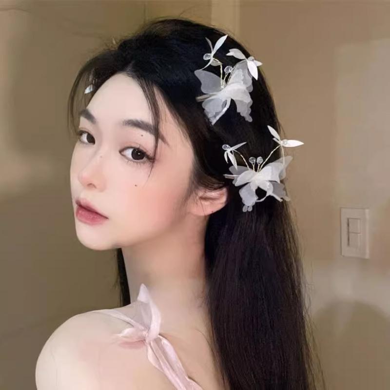 Forest Style Fairy Chiffon Butterfly Hair Clip Three Dimensional Dynamic Hair Accessory