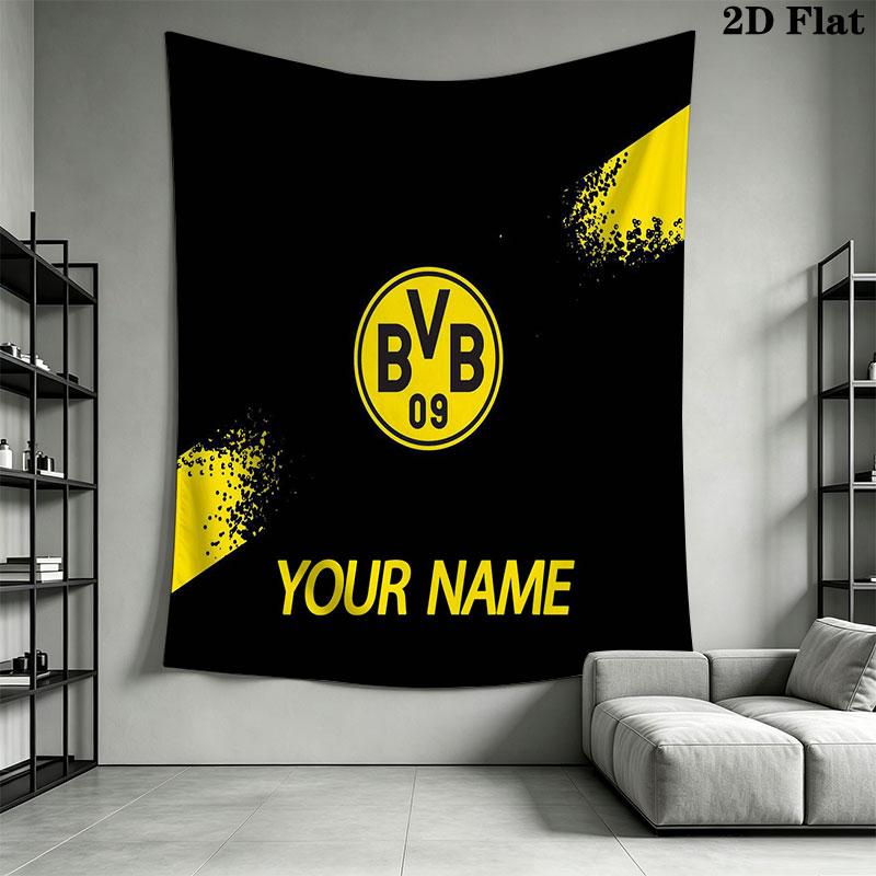 Custom Borussia Dortmund Wall Hanging Printed Fabric Blanket Decorative Tapestries for Bedroom Living Room Home Decor