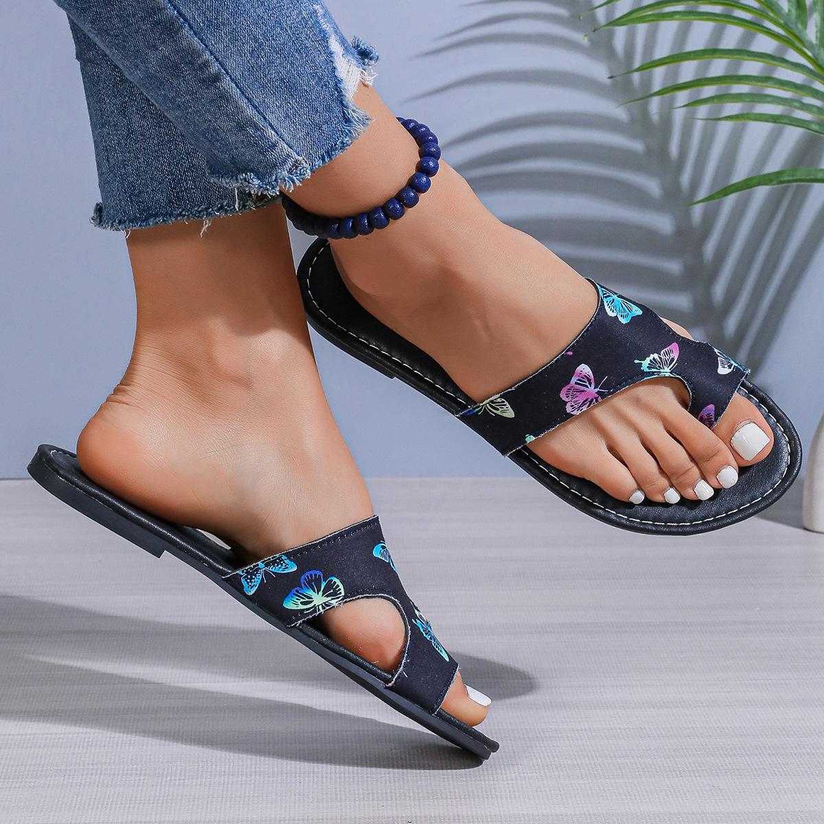 

Великі жіночі сандалі, нові дихаючі римські капці з принтом та відкидним верхом в етнічному стилі влітку 36