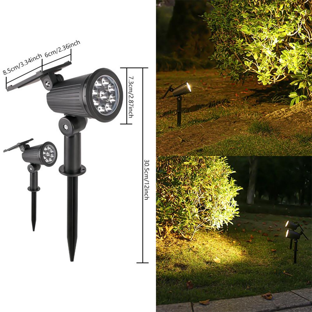 9 LED Solar Spot Lights Utendørs RGB Solar Landscape Lights IP65 Vanntett lysstyrke Justerbar for hagegård palmer