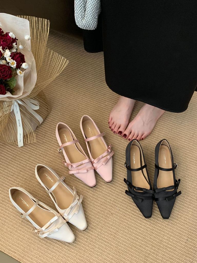 Beautiful Bow, Shallow Mouth Single Shoes, Women's Skirt, Commuter Work Shoes, Inner Height Increase, Ladyshoes