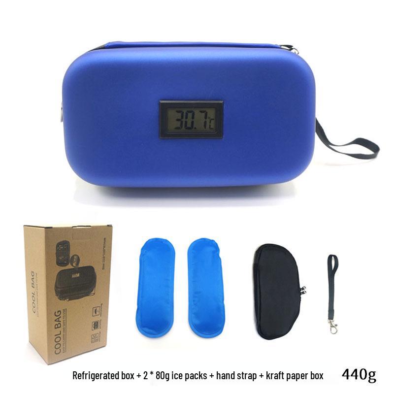 Portable Insulin Cooler Bag with Thermometer and Ice Pack for Outdoor Use