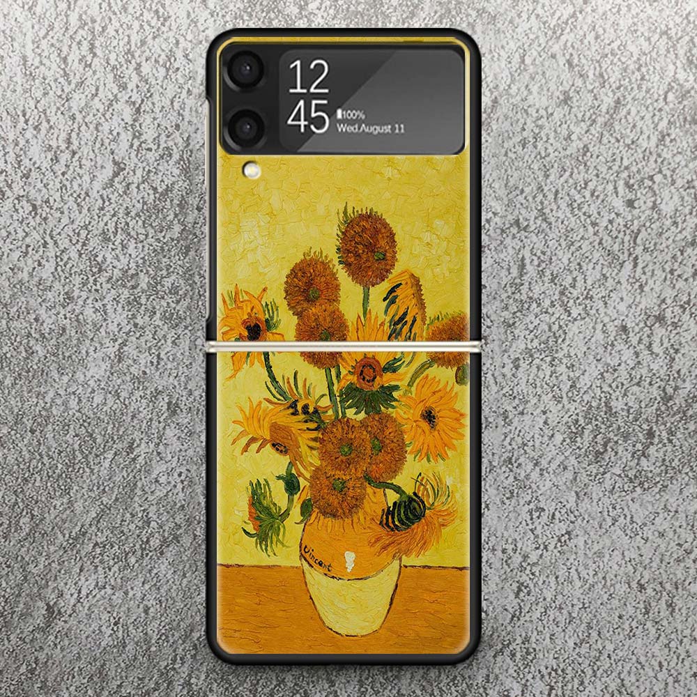 Van Gogh oil Art Painting Print Case For Samsung Galaxy Z Flip 3 4 5 6 7 5G Phone Shell Flip7 Flip6 Flip5 Flip4 Flip3 Pattern Co