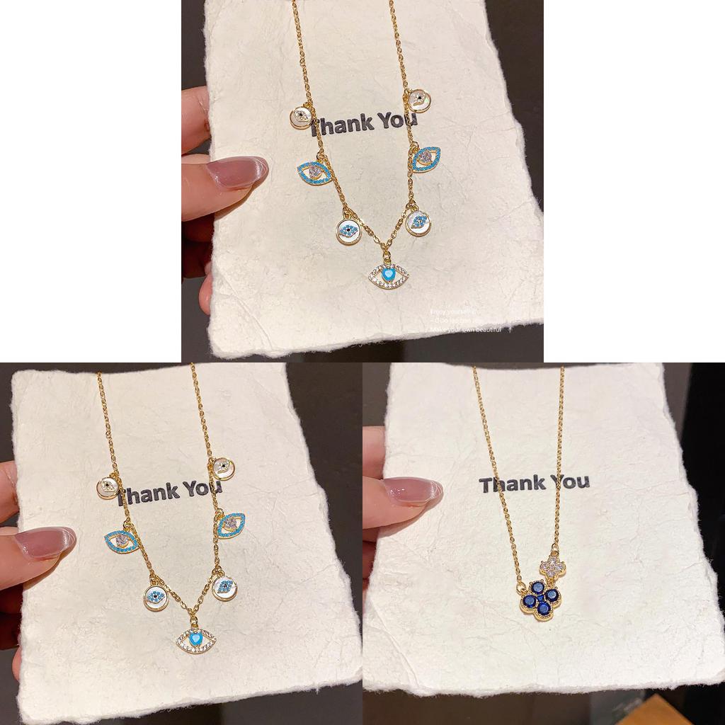 Damen-Anhänger-Halskette in Goldton mit Glücksklee-Motiv und Zirkon-Verzierung