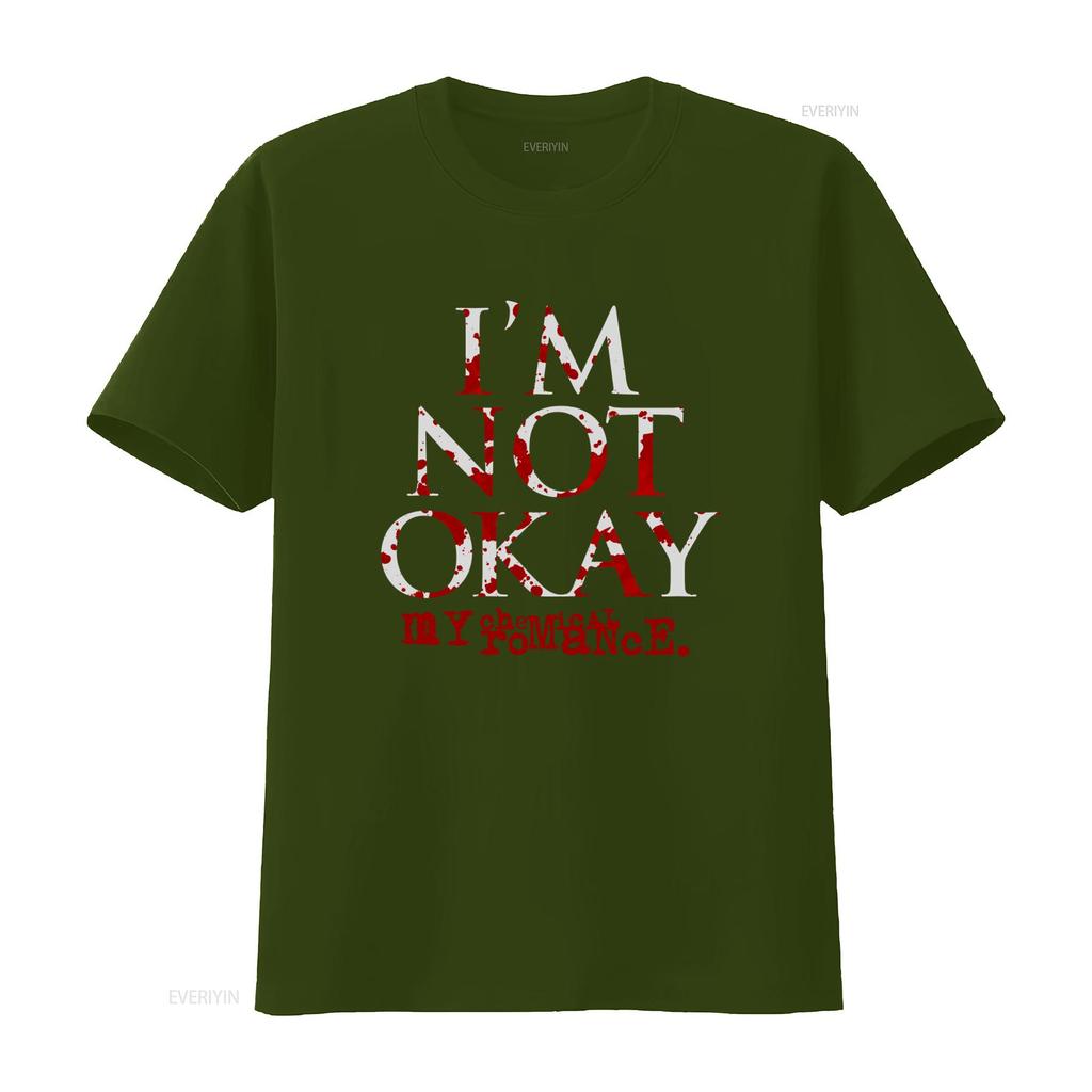 My Chemical Romance Im Not Okay Black T Shirt Gothic Rock Band Print Perfect for Fans vintage Washed Breathable Versatile