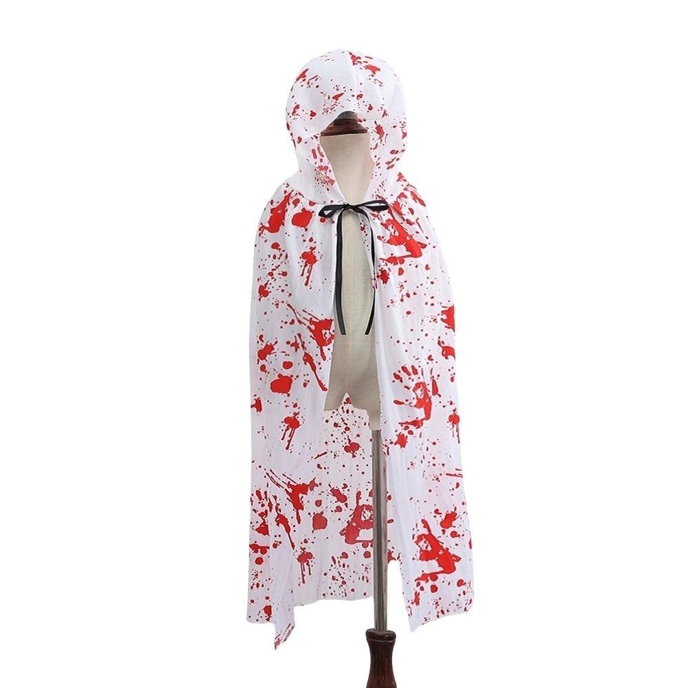 

Funny Halloween Death Cloak with Cap Bloodstain Spider Web Cape All Saints Day Children-Style 1