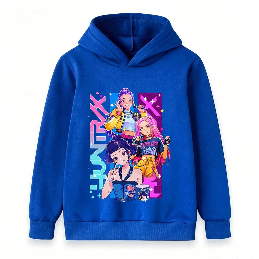 Kids Boys Girls Hoodie Sweatshirt Cute Anime Pop Music Group Print Long Sleeve Casual Pullover Top for School Daily Wear