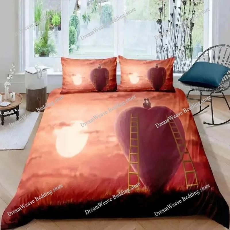 3D Printed Anime White Portrait Couple Kissing Twin Bedding Set Boys Girls Twin Queen Size Duvet Cover Pillowcase Bed Kids Adult