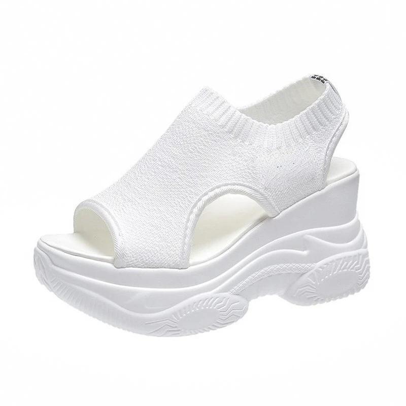 Fashion Comemore Women Sport Sandals Mesh Casual Ladies Wedge Shoes 2025 Platform Slip-On Female Sandalias Soft Thick Bottom White Mujer