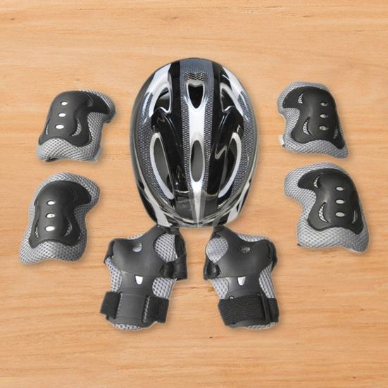 7Pcs/ Set Kids Safety Knee Pad Wear Resistant Sweat Absorption Accessory Cycling Helmet