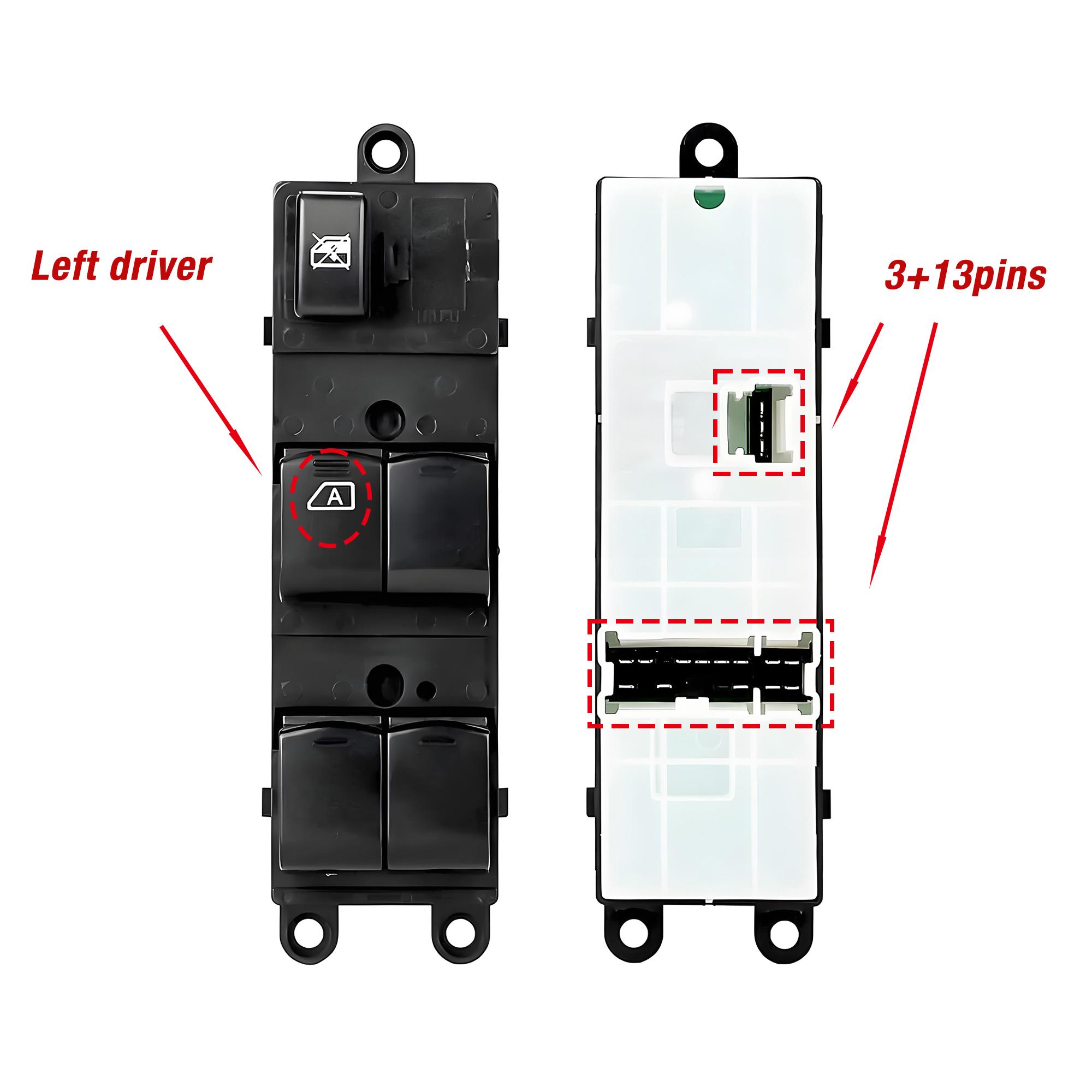 25401-JD00B 25401JD00B For Nissan Navara Qashqai Pathfinder 2005-2016,LHD Front Left Master Power Master Window Control Switch 25401-JD00B Left