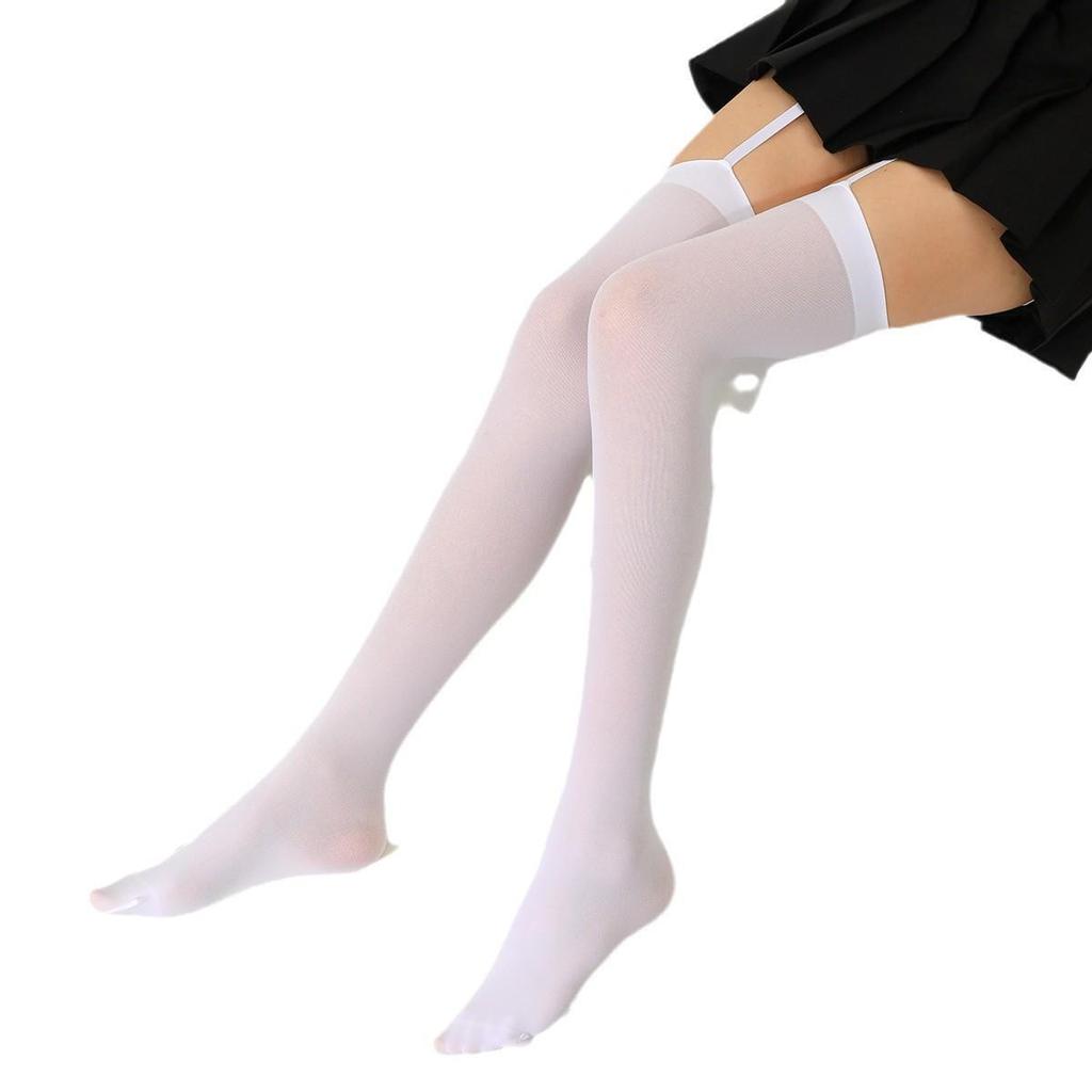 "Personalisierte Samt Schwarz & Weiß Oberschenkelhohe Strümpfe im College-Stil"