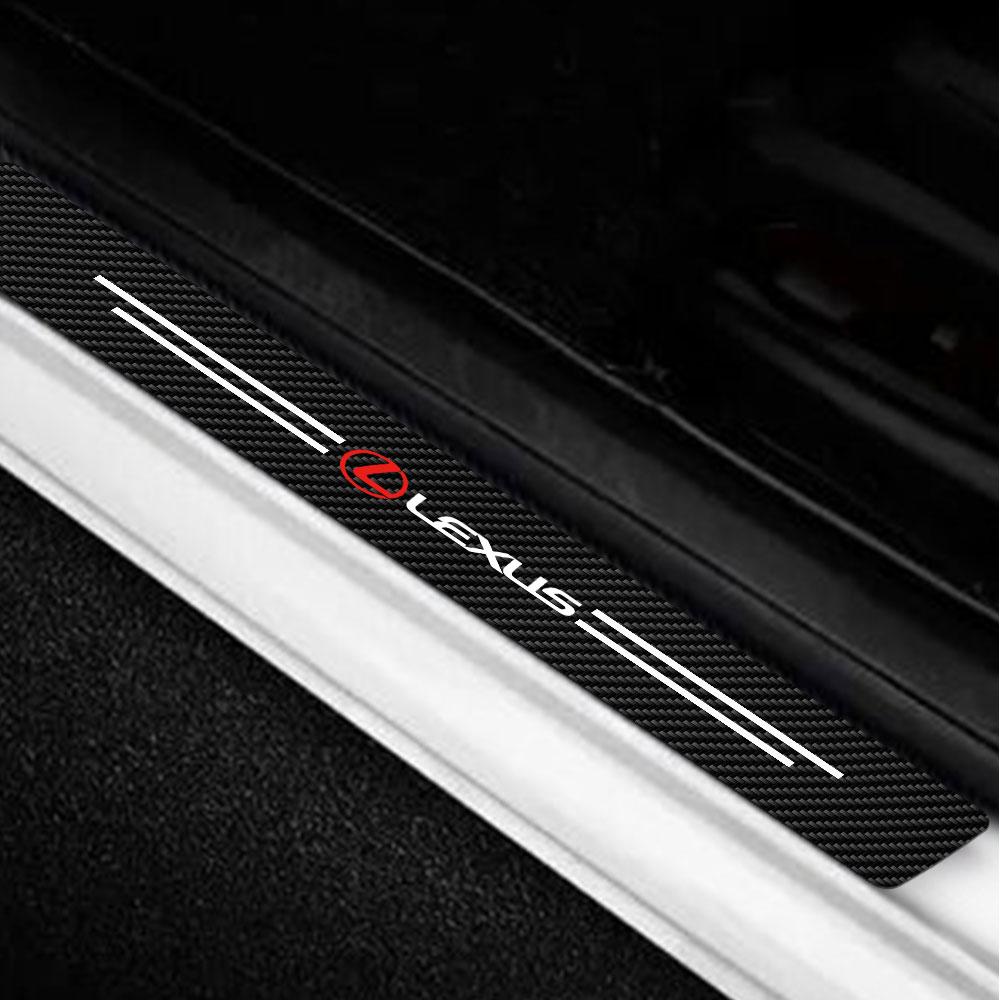 4pcs/set Carbon Fiber Car Door Threshold Protector Stickers Accessories For Lexus CT200h NX300h RX300 RX330 EX300h F Sport IS RX