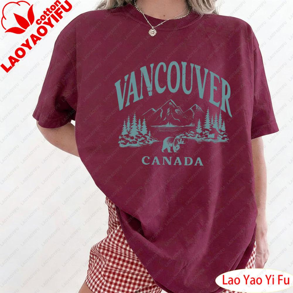 Retro 90s Vancouver TShirt Vintage British Columbia Canada Souvenir Tee Cute Trendy Boho TShirt Oversized Beach Tops