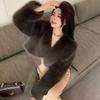 Autumn and Winter New Women's Short Environmentally Friendly Imitation Fox Jacket Young Plush Imitation Fur Top Fluffy Slim Fit