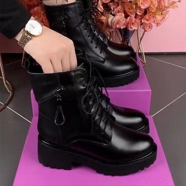 Snow boots women's new thick-heeled cotton boots winter thick-soled piled and thickened fur integrated cotton shoes