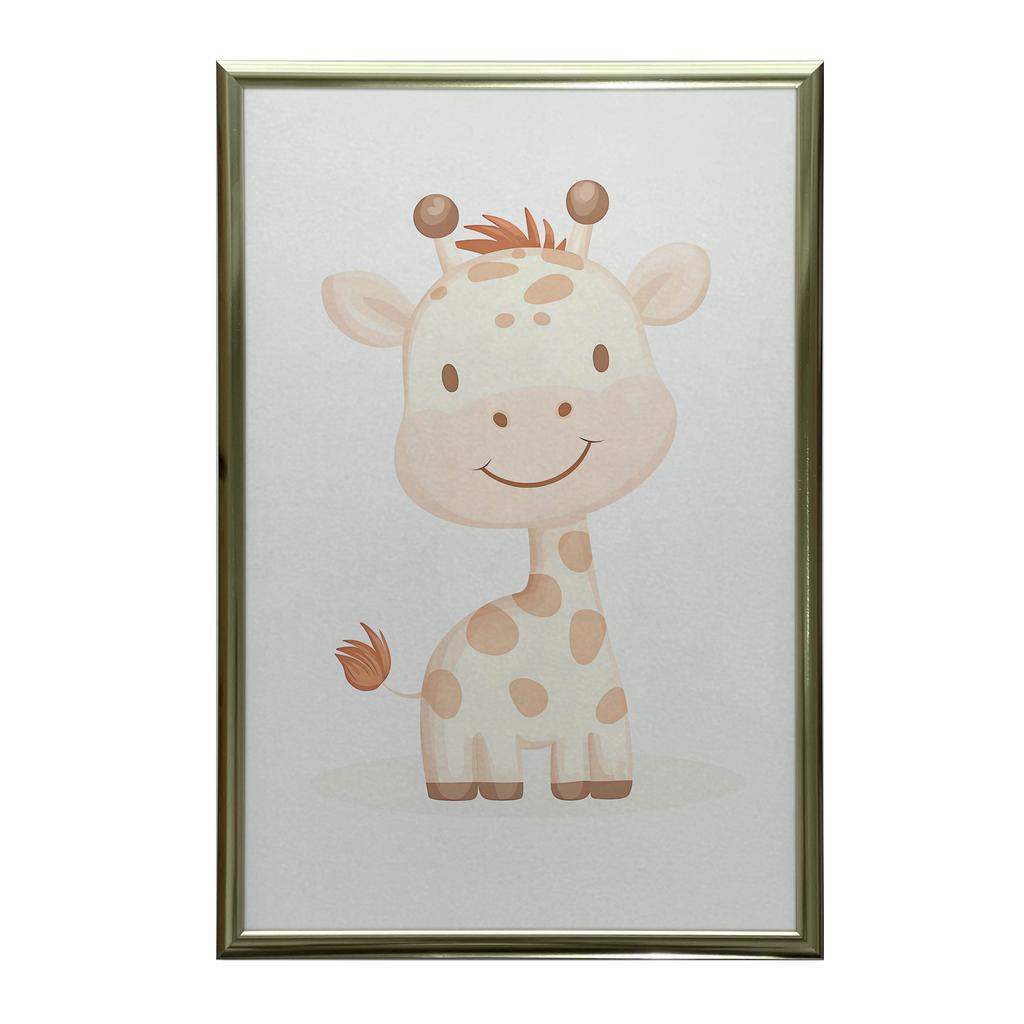 Smiling Giraffe - Poster For Children Smiling Giraffe - Poster For Children, 30X40 Cm, Light Oak Wooden Frame, Matte Paper 230 Gsm