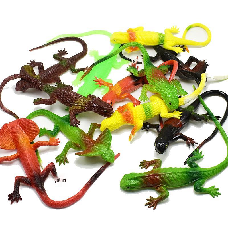 Colorful TPR Spider, Grasshopper, Lizard, Snake, and Goldfish Prank Toys Set