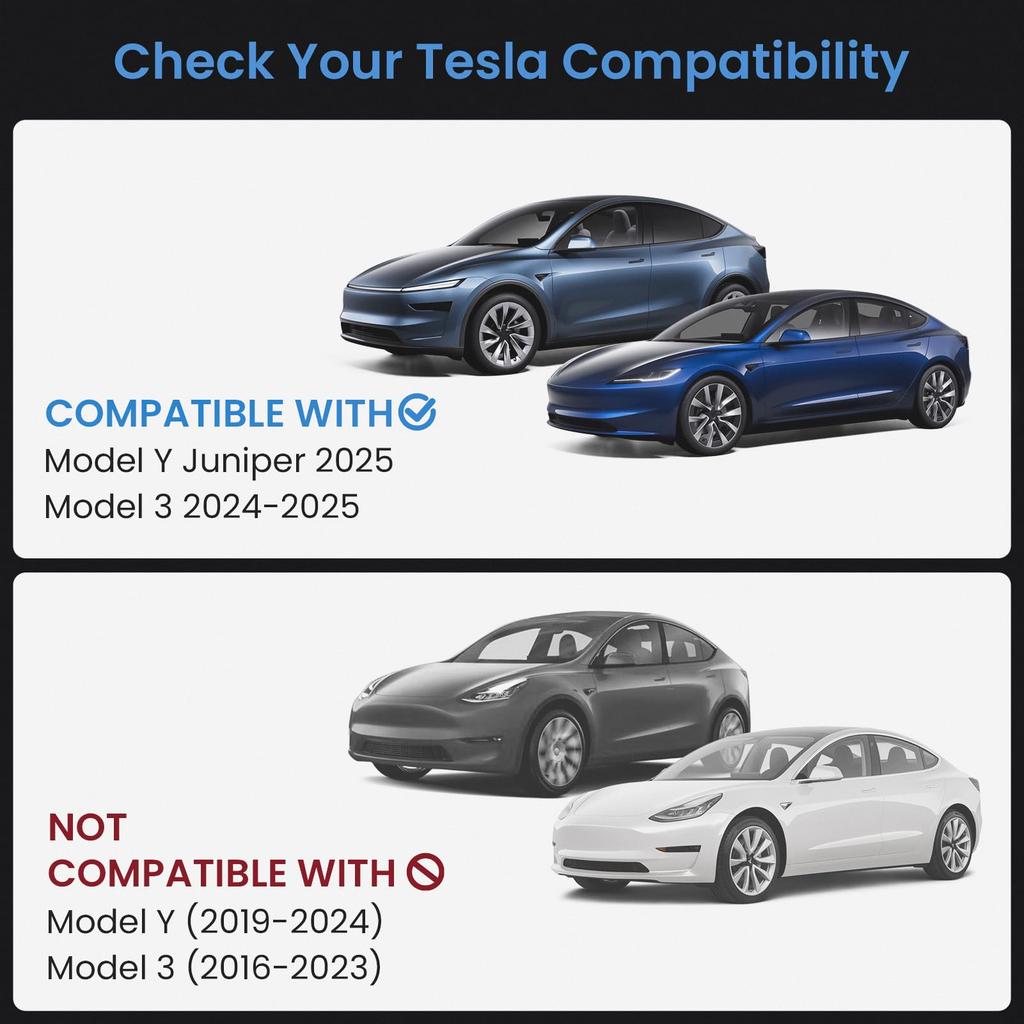 CARENTR Tesla New Model Y Juniper & Model 3 Center Console Organizer (Dual-Tier Storage, Smooth Slide) – Compatible with Model 3 (2024-2025) / New Mod