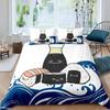 Japanese Sushi King Queen Duvet Cover Little Cat Bedding Set Novelty Cartoon Pet Animal Japan Food White Polyester Quilt Cover