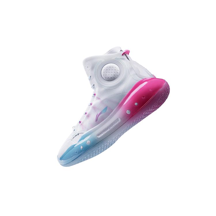 New LINING YuShuai 14 Boom Basketball Shoes Men High Top Standard White/Moon White Blue ABAQ033-22