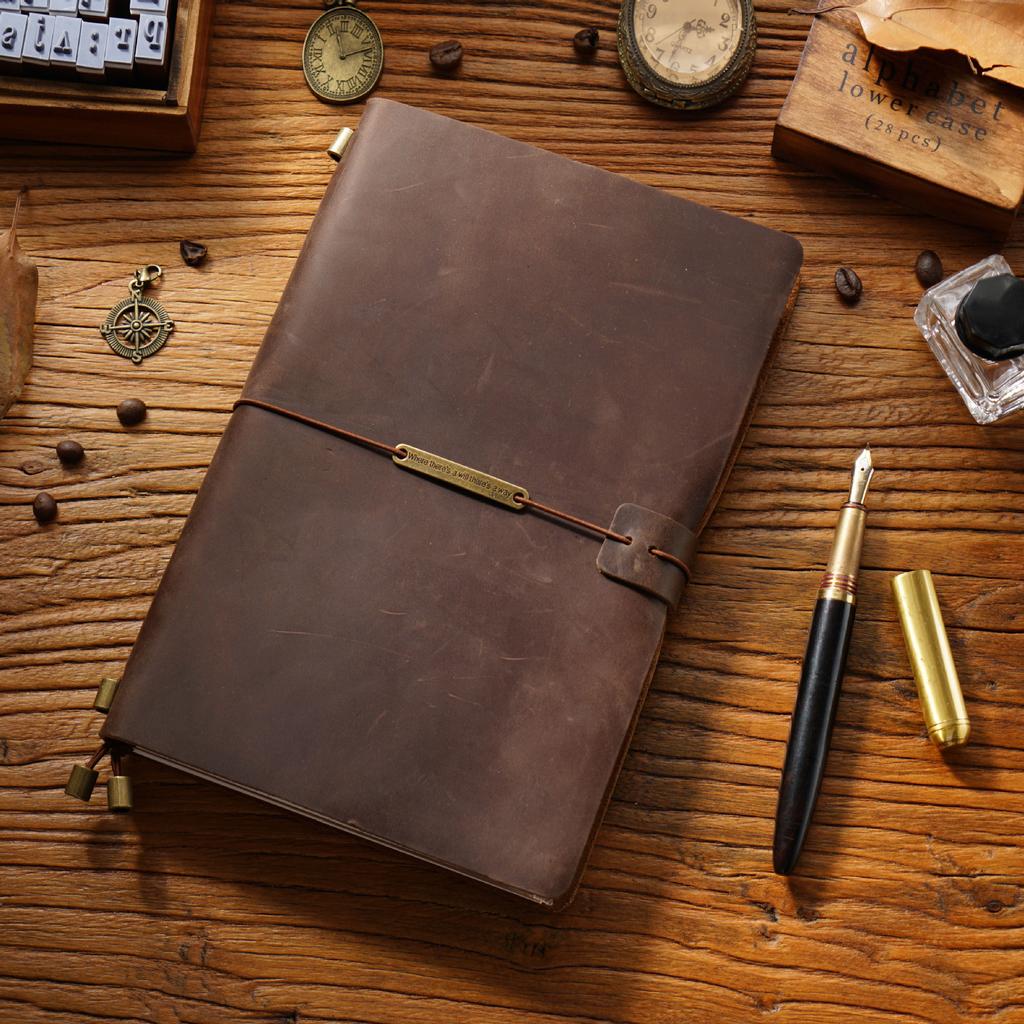 2026 First Layer Cowhide Notebook Genuine Leather Retro Travel Notebook Handmade Loose-leaf Notepad Diary Spot