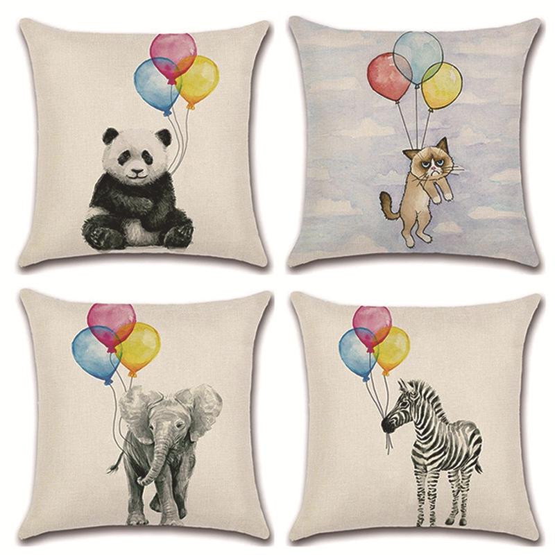 

Ексклюзивна лляна наволочка з мультяшними тваринами: Панда, Слон, Лисиця 45x45 cm