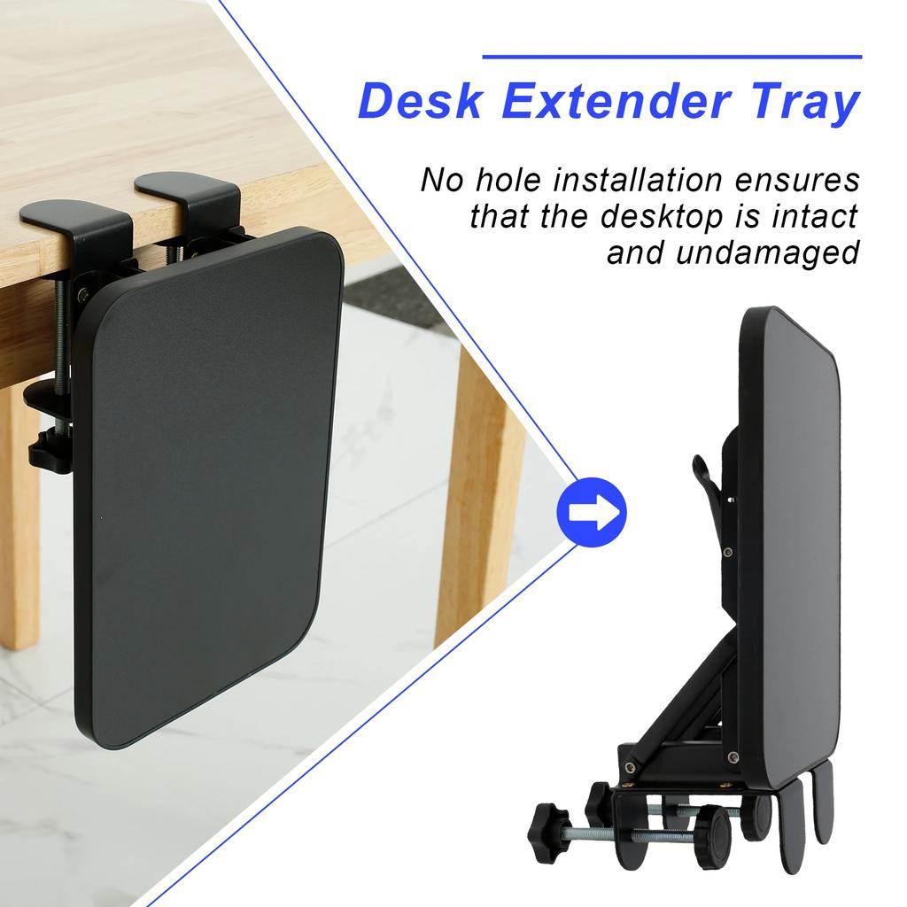Adjustable Desk Extender Holder Computer Keyboard Tray Foldable Table Mount Arm Wrist Rest Shelf for Desk Home and Office