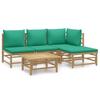 VidaXL Salon de jardin 5 pcs avec coussins vert bambou 3155145