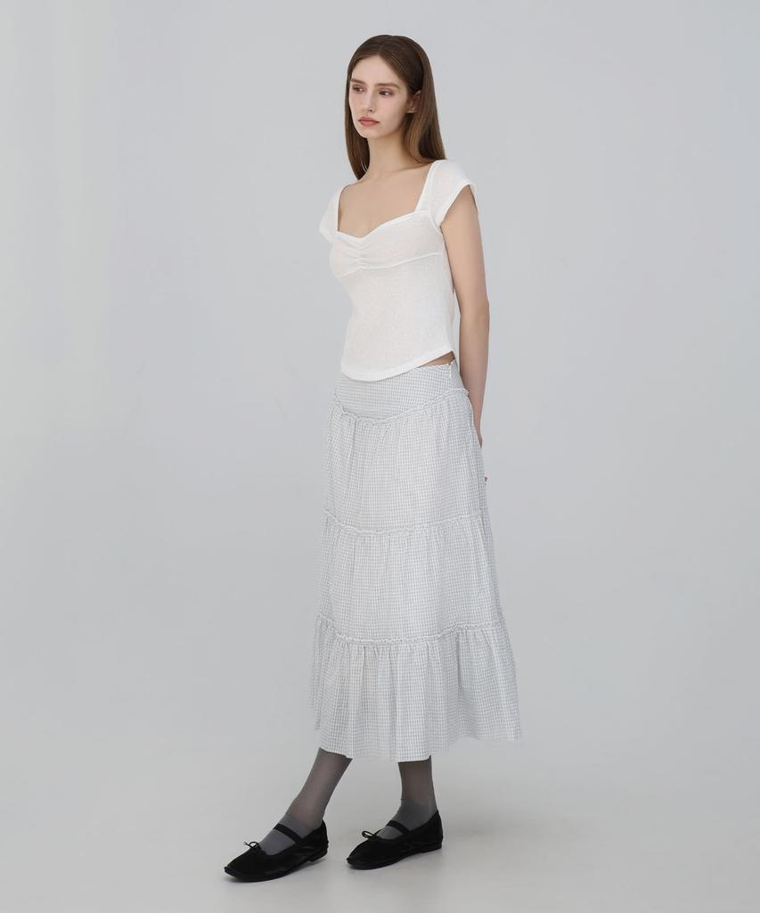CHICKS Heart Neck Short Sleeve Ivory