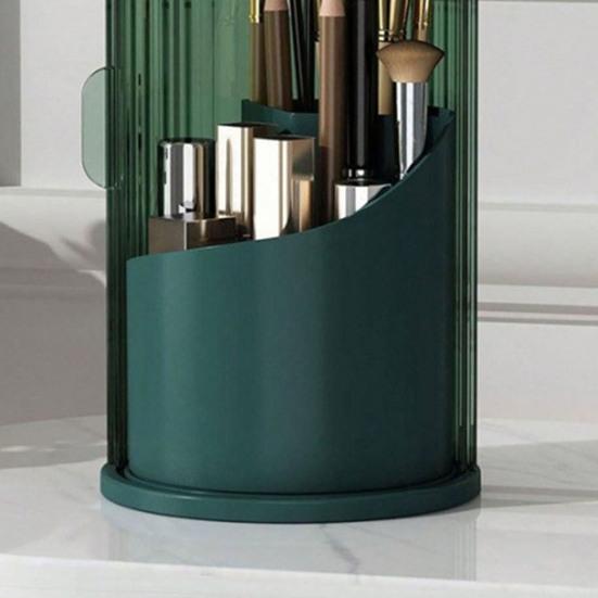 Drehbarer Make-up-Pinselhalter Versteckter Zahnbürstenhalter mit Schiebedeckel Mehrkammer-Staubdichter Make-up-Organizer für Badezimmer-Waschtisch