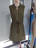 European Women's Elegant Solid Color Button V-Neck Dress