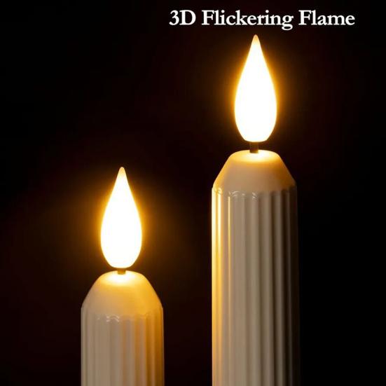 Flameless Window Candles with Sensor Dusk To Dawn Roman Column LED Conical Candles Battery Operated LED Taper Lights Suction Cups Christmas Decor