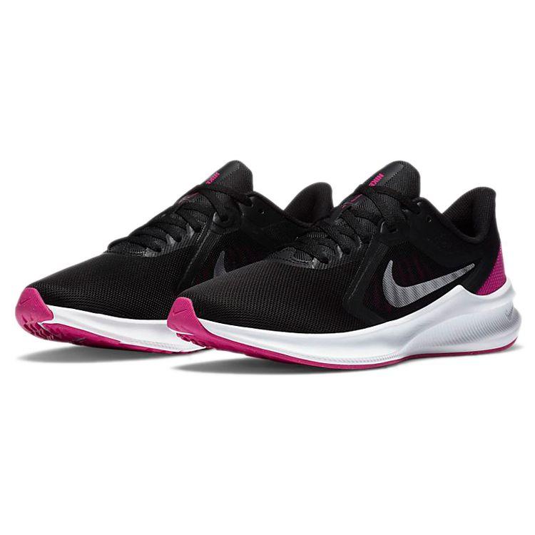 Nike Downshifter 10 Classic Logo Fabric Cushioning Non-Slip Low-Top Marathon Running Shoes Women sneaker Black White Purple CI9984-004