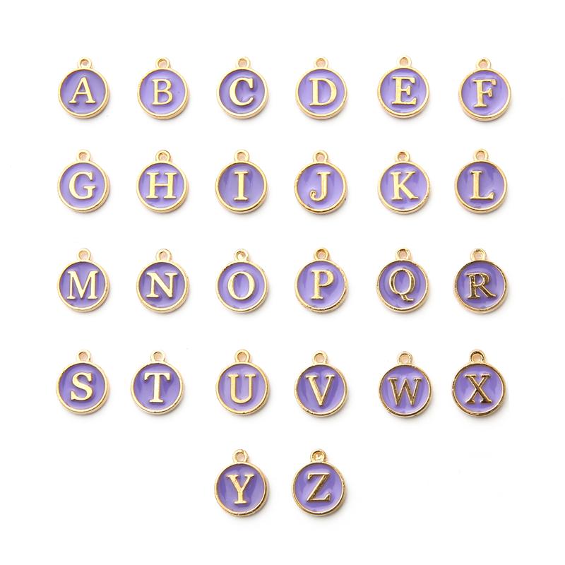 26Pcs A-Z English Letters Alloy Enamel Pendants Number Alphabet Charms For DIY Bracelet Necklace Jewelry Making Accessories