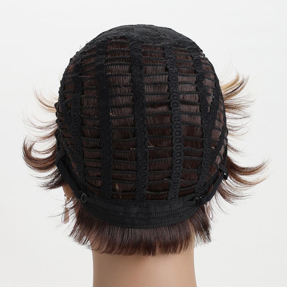 Short Pixie Cut Wigs for White Women Mixed Blonde Short Wigs with Brown Synthetic Natural Hair Wigs for Women