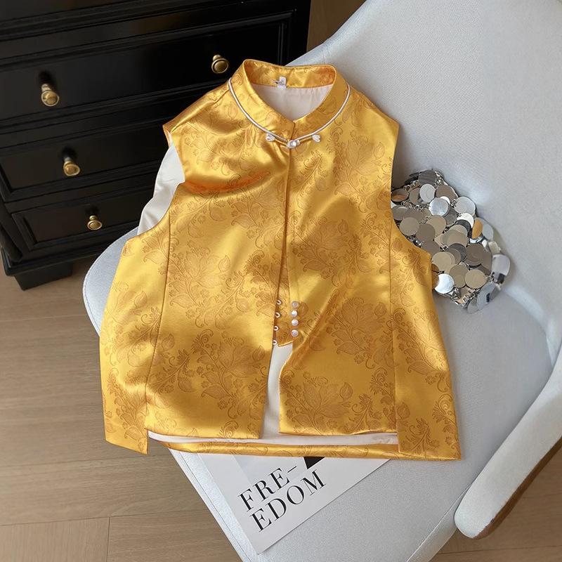 2025 new stand-up collar temperament high-end sense vest women's retro sleeveless vest