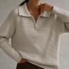 New Trend In Girls' Sweaters In Autumn And Winter, Versatile, Simple And Casual Polo Collar Lapel Pullover Knitted Sweater
