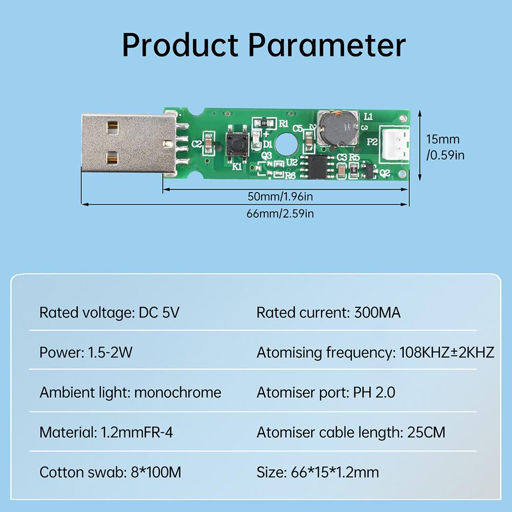 USB 5V 1.5-2W Ultrasonic Atomizing Humidifier Module DIY Moisturizing Transducer Mist Maker Atomize Rubber Gasket Kit