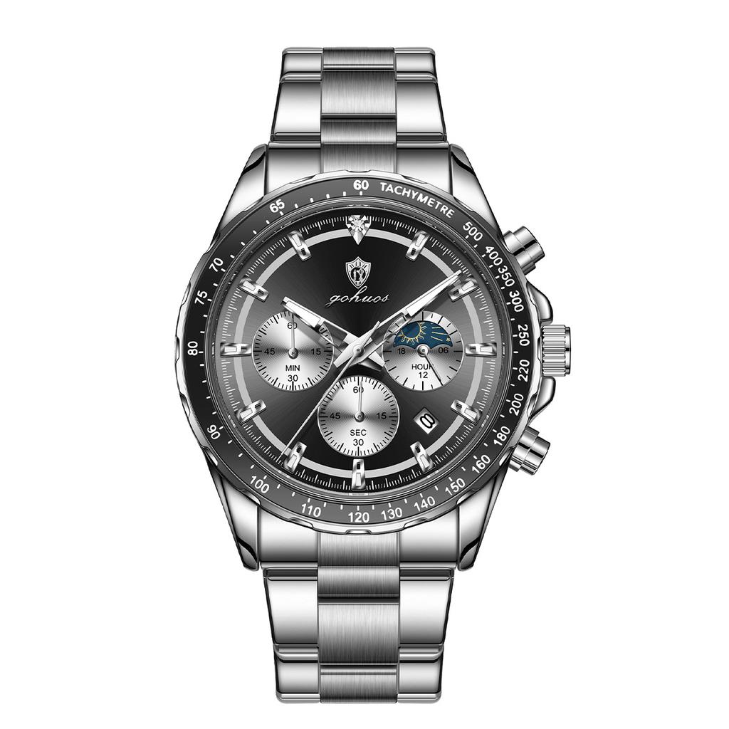 Gohuos 9815 Top Brand Luxury Men's Watches Stainless Steel Luminous Hands Casual Waterproof Watches with Free Gift 8 Accessories