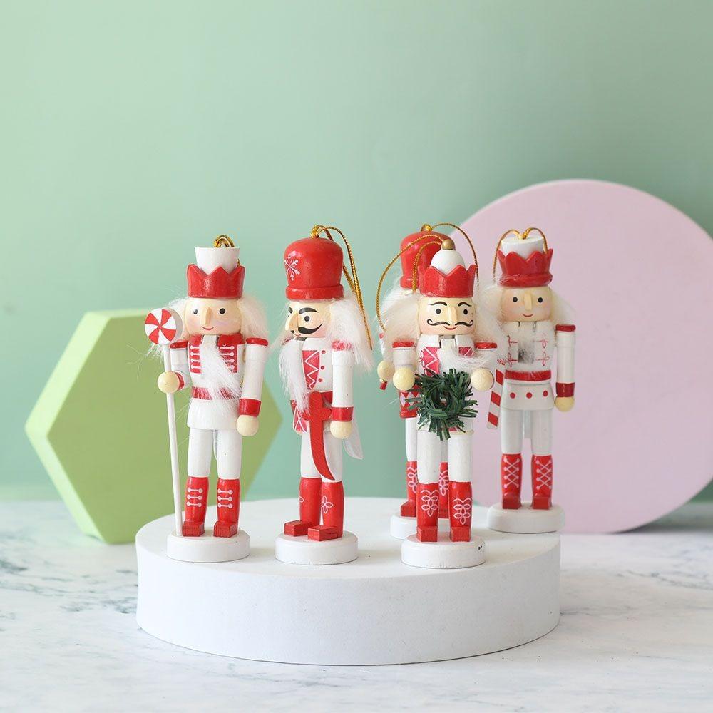 5PCS Painted Christmas Nutcracker Vintage Handcraft Figurine Soldier Doll  Office Decor