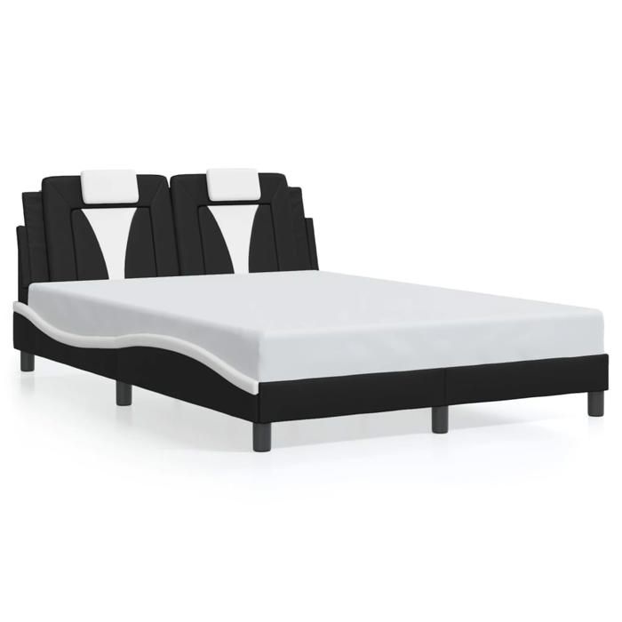 VidaXL Cadre de Lit Viana sans Matelas, Lit Rembourré avec Coussin, Lit Double, Lit Adulte Chambre, Moderne, Noir et Blanc 3208087